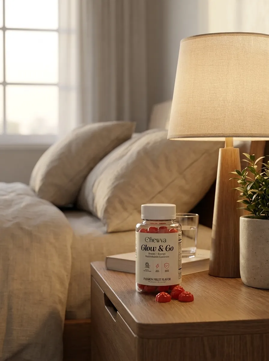 Chewva Glow and Go on bedside table
